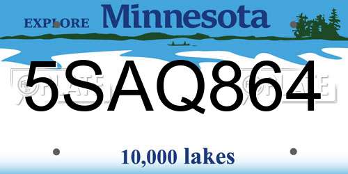 5SAQ864 Minnesota License Plate