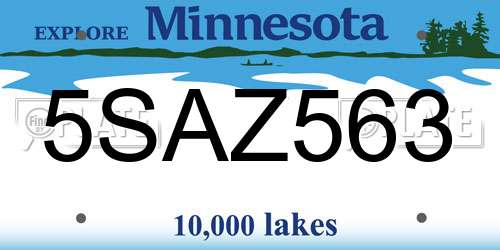5SAZ563 Minnesota License Plate