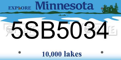 5SB5034 Minnesota License Plate