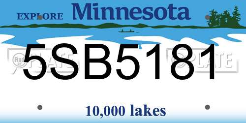 5SB5181 Minnesota License Plate