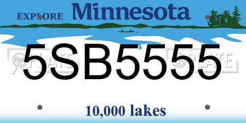 5SB5555 Minnesota License Plate