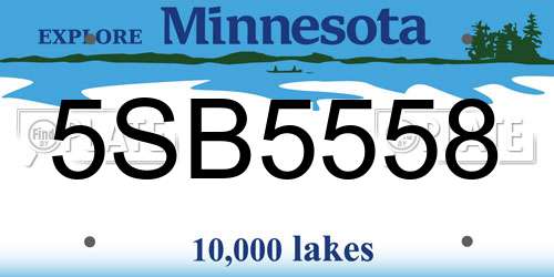 5SB5558 Minnesota License Plate