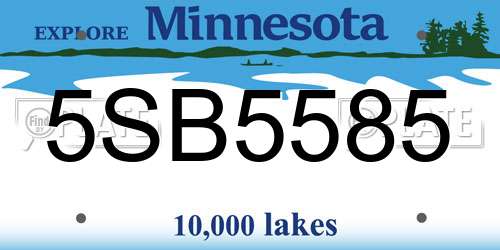 5SB5585 Minnesota License Plate