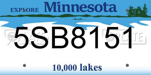 5SB8151 Minnesota License Plate