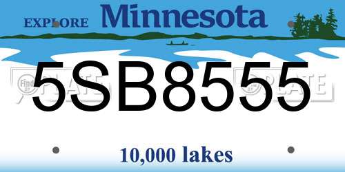 5SB8555 Minnesota License Plate