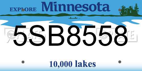 5SB8558 Minnesota License Plate