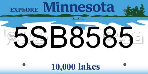 5SB8585 Minnesota License Plate