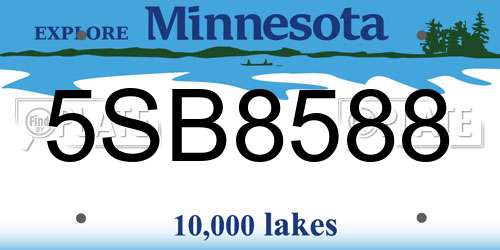 5SB8588 Minnesota License Plate