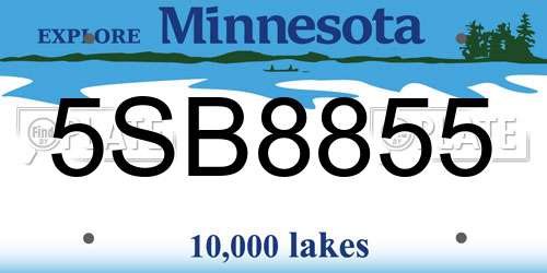 5SB8855 Minnesota License Plate