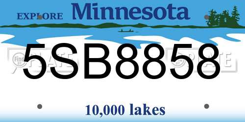 5SB8858 Minnesota License Plate