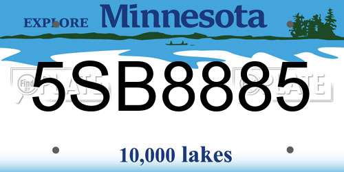 5SB8885 Minnesota License Plate
