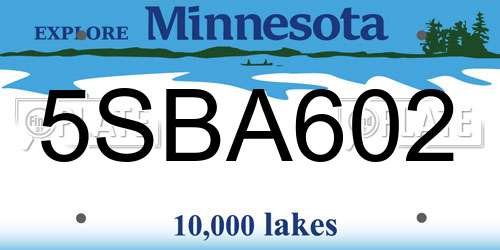 5SBA602 Minnesota License Plate