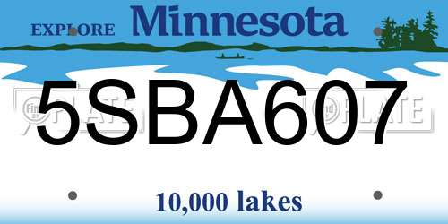 5SBA607 Minnesota License Plate