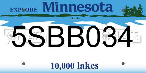 5SBB034 Minnesota License Plate