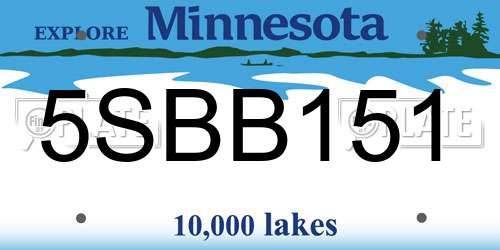 5SBB151 Minnesota License Plate
