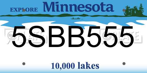 5SBB555 Minnesota License Plate