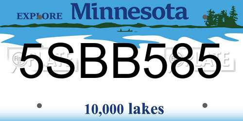 5SBB585 Minnesota License Plate