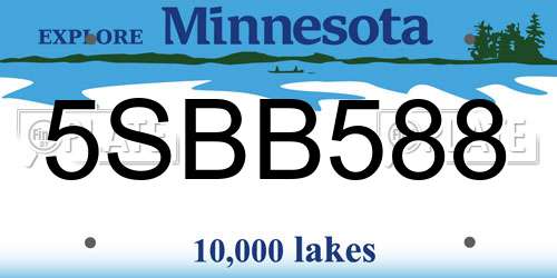 5SBB588 Minnesota License Plate