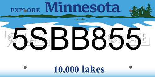 5SBB855 Minnesota License Plate