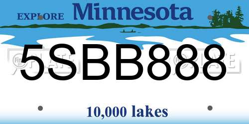 5SBB888 Minnesota License Plate