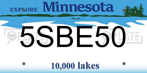 5SBE50 Minnesota License Plate
