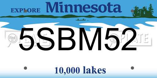 5SBM52 Minnesota License Plate