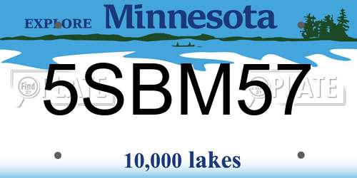 5SBM57 Minnesota License Plate