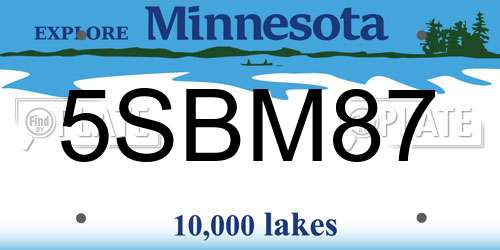5SBM87 Minnesota License Plate