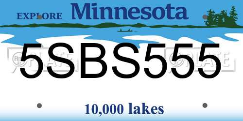 5SBS555 Minnesota License Plate