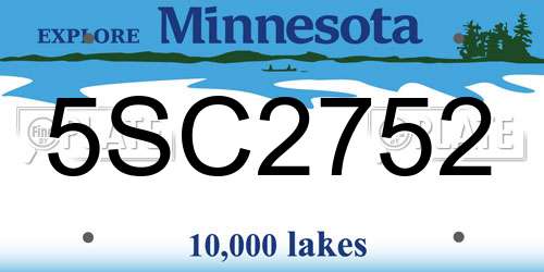 5SC2752 Minnesota License Plate