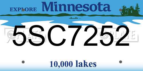 5SC7252 Minnesota License Plate