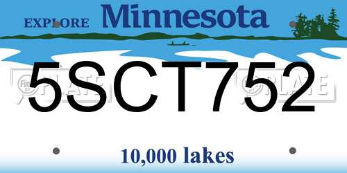 5SCT752 Minnesota License Plate