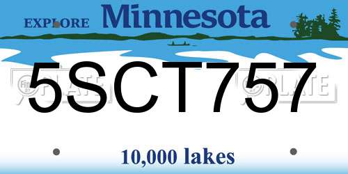 5SCT757 Minnesota License Plate