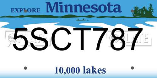 5SCT787 Minnesota License Plate