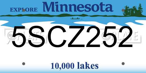 5SCZ252 Minnesota License Plate