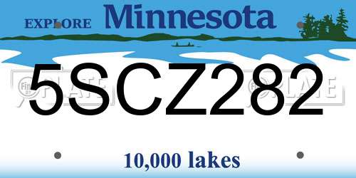 5SCZ282 Minnesota License Plate