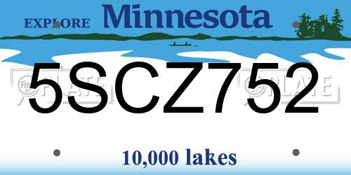 5SCZ752 Minnesota License Plate
