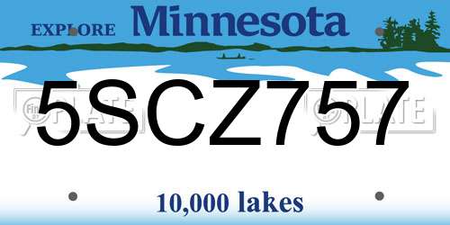 5SCZ757 Minnesota License Plate