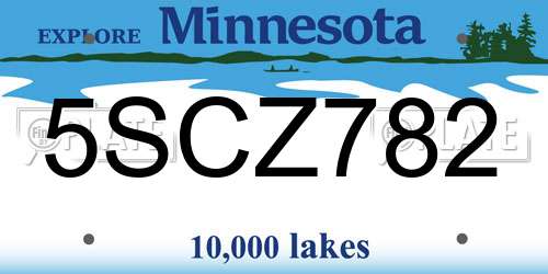 5SCZ782 Minnesota License Plate