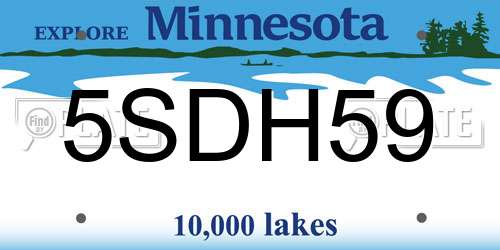 5SDH59 Minnesota License Plate