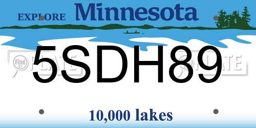5SDH89 Minnesota License Plate