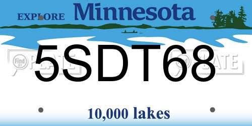 5SDT68 Minnesota License Plate