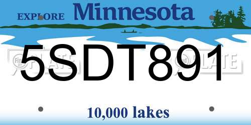 5SDT891 Minnesota License Plate