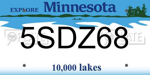 5SDZ68 Minnesota License Plate