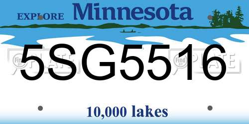 5SG5516 Minnesota License Plate