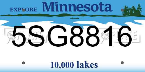 5SG8816 Minnesota License Plate