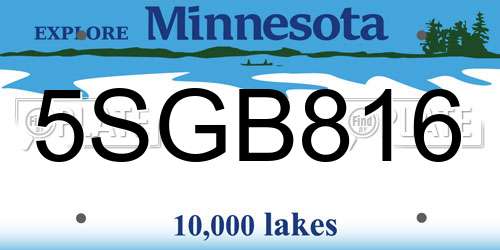 5SGB816 Minnesota License Plate