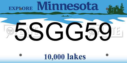5SGG59 Minnesota License Plate