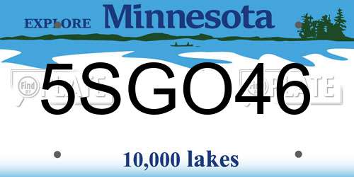 5SGO46 Minnesota License Plate