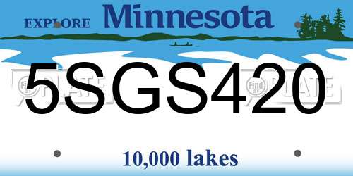 5SGS420 Minnesota License Plate